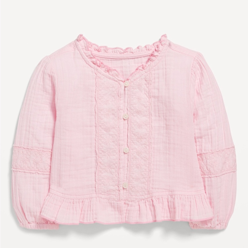 NWT Old Navy Girl Pink Blouse with buttons, size 4T